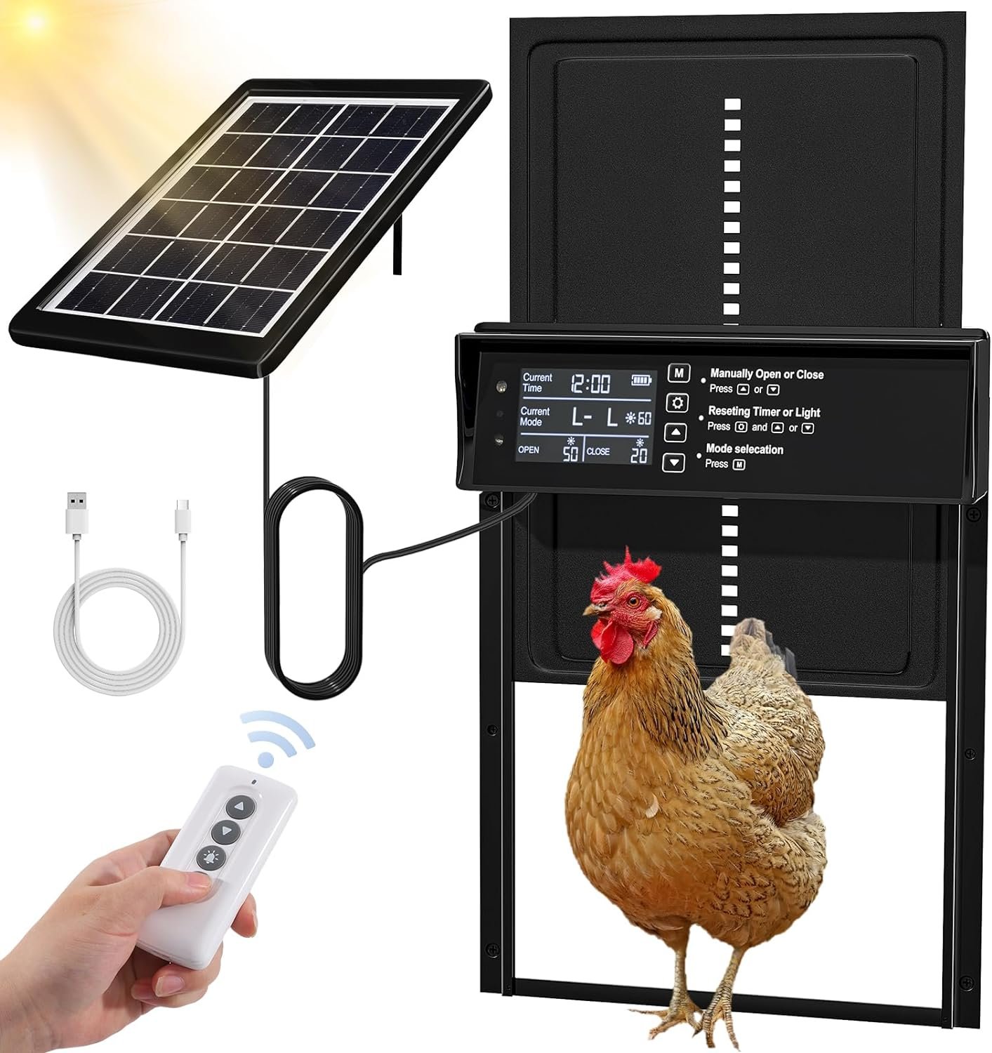 Porte solaire pour poulailler